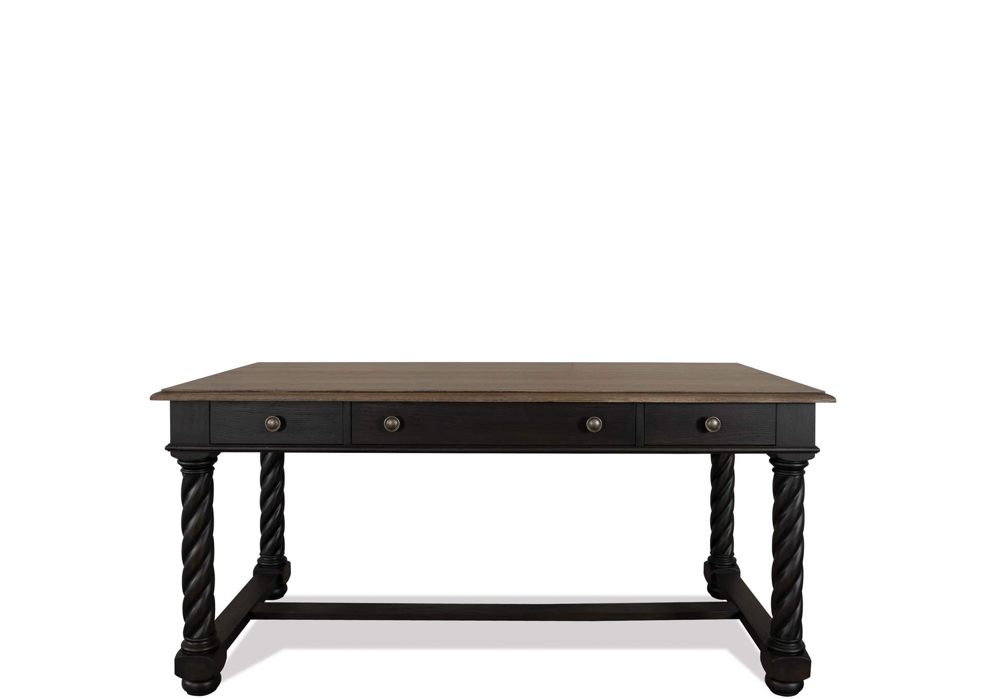 Regency Antique Oak/matte Black Writing Desk,Riverside