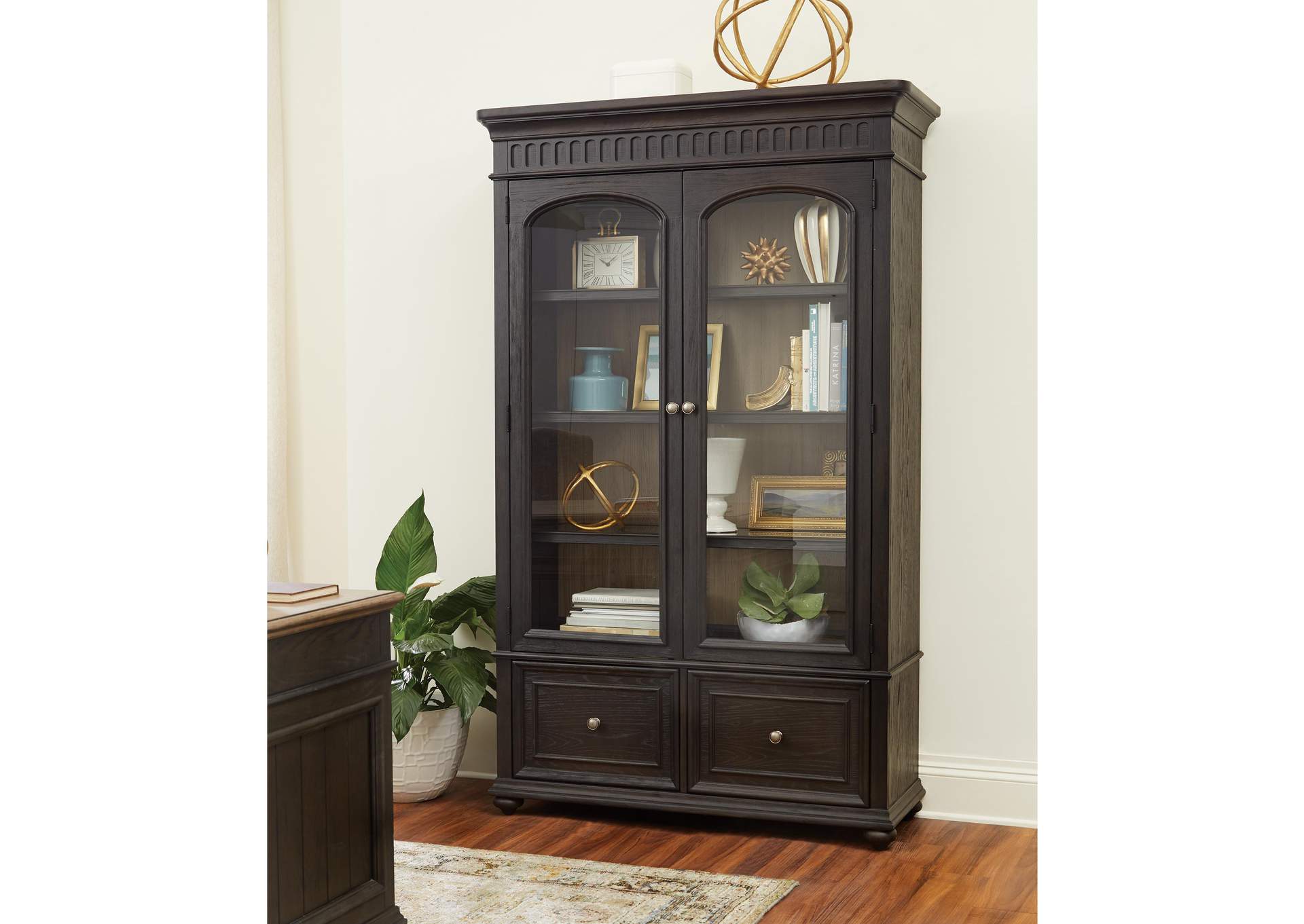 Regency Antique Oak/matte Black Bookcase File,Riverside