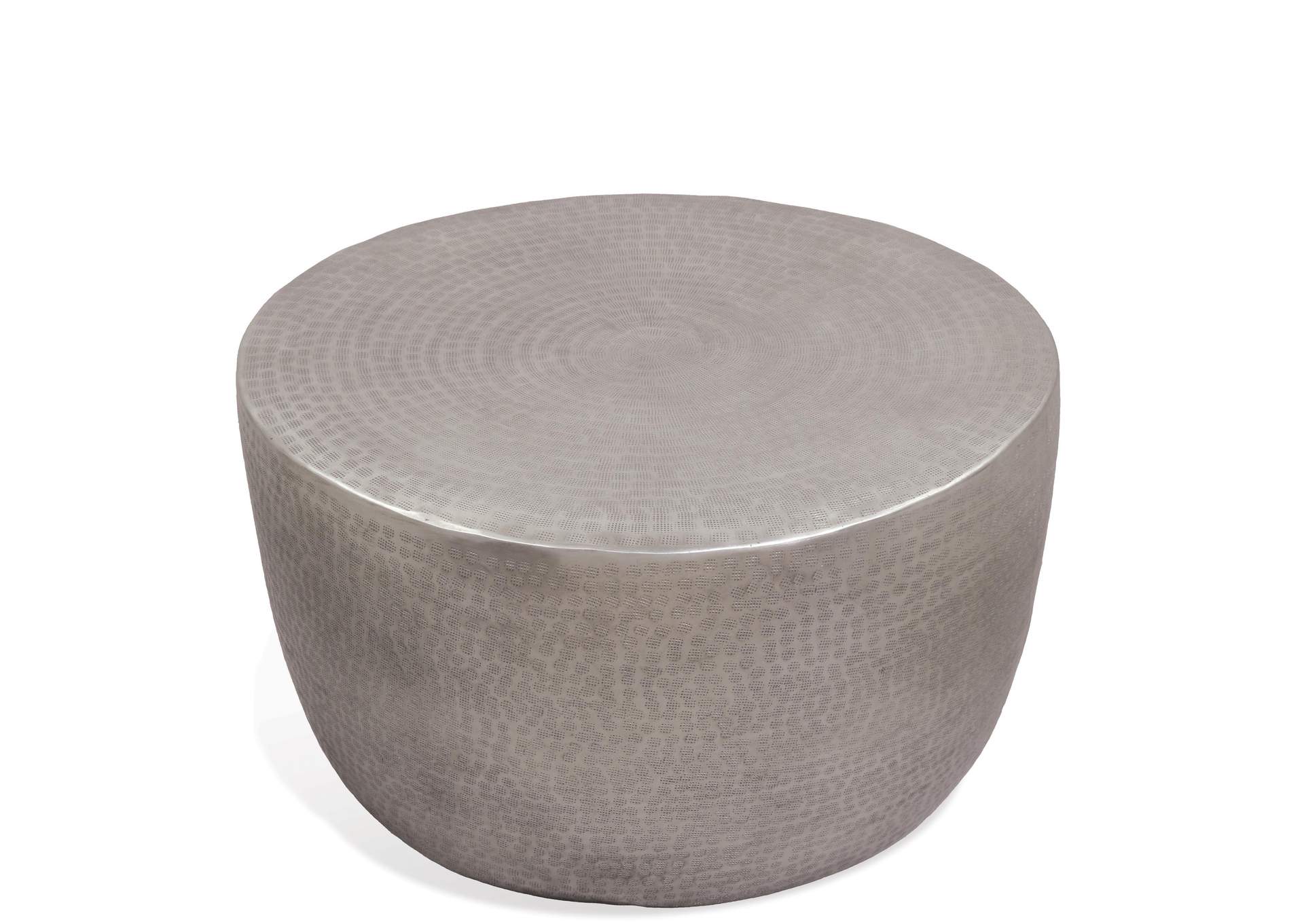 Nadene Antique Pewter Drum Cocktail Table,Riverside