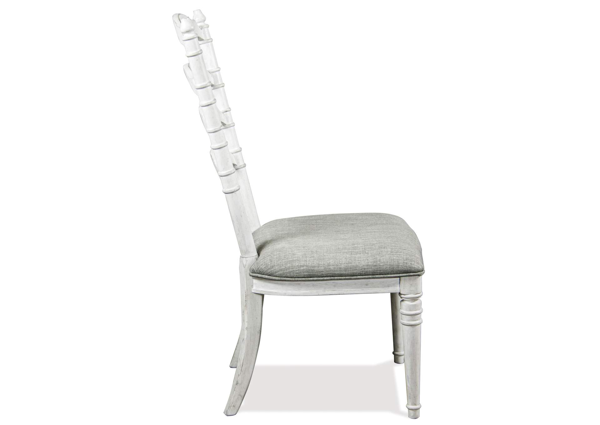 Elizabeth Smokey White Upholstered Ladder-Back Side Chair 2in [Set of 2],Riverside