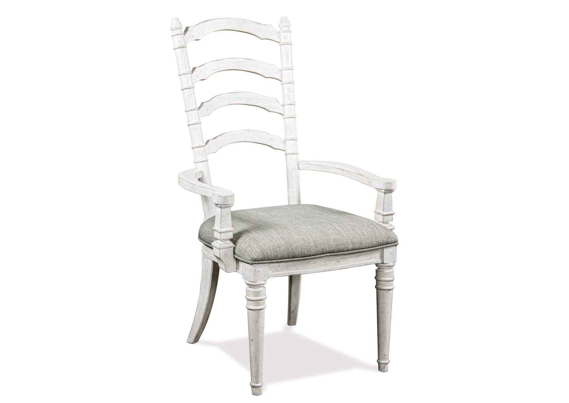 Elizabeth Smokey White Upholstered Ladder-Back Arm Chair 2in [Set of 2],Riverside