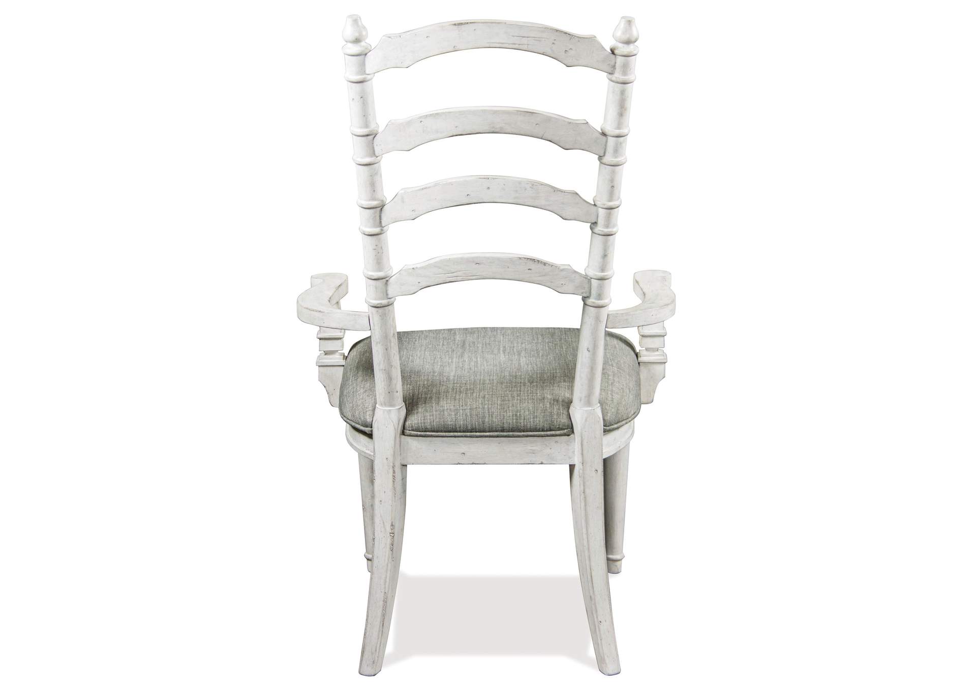 Elizabeth Smokey White Upholstered Ladder-Back Arm Chair 2in [Set of 2],Riverside