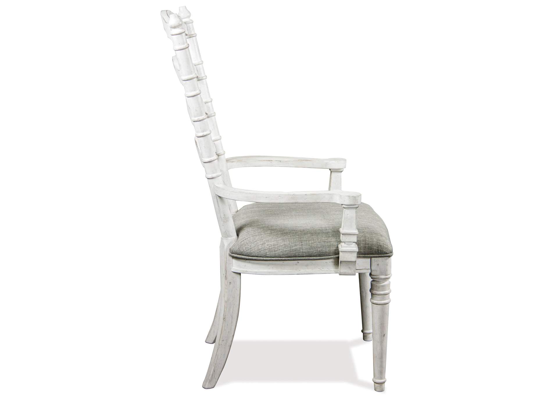 Elizabeth Smokey White Upholstered Ladder-Back Arm Chair 2in [Set of 2],Riverside