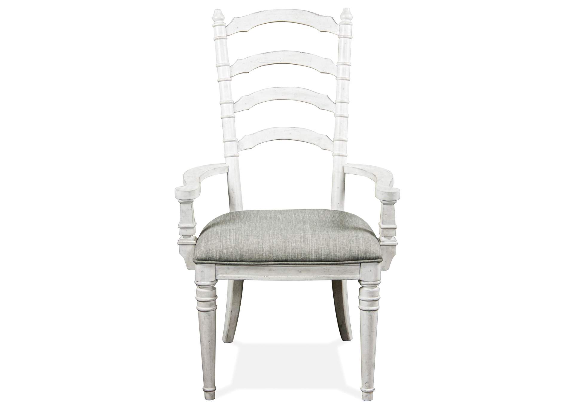 Elizabeth Smokey White Upholstered Ladder-Back Arm Chair 2in [Set of 2],Riverside