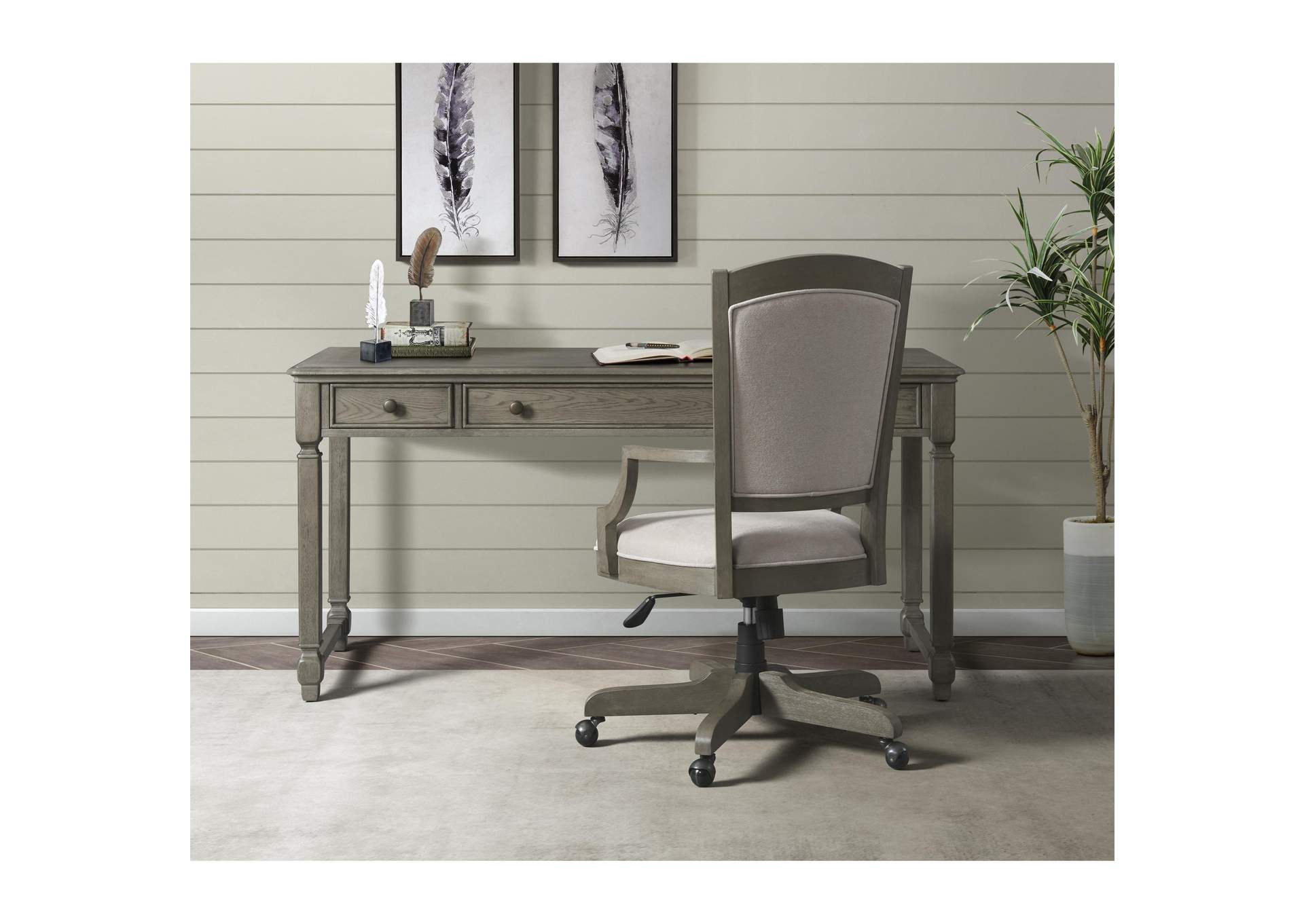 Sloane Gray Wash Upholstered Desk Chair 1in,Riverside