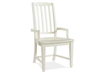 Grand Haven Feathered White Slat-Back Wood Arm Chair 2in [Set of 2]