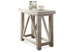 Image for Aberdeen Weathered Worn White Chairside Table