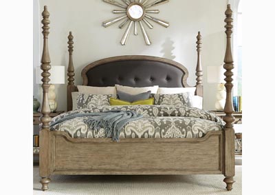 Image for Corinne Hardwood & Acacia Queen Upholstered High-Poster Bed