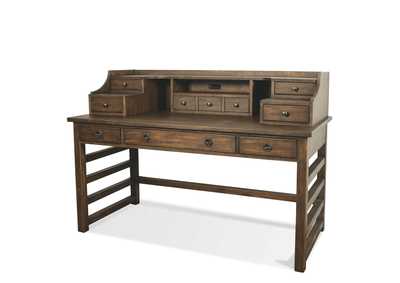 Image for Perspectives Brushed Acacia Leg Desk With Hutch