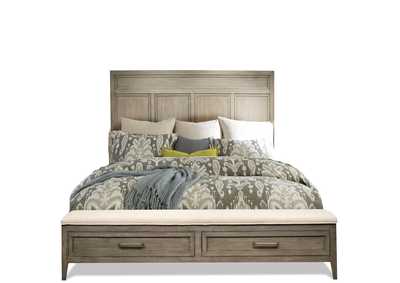 Image for Vogue Natural Engraved Panel Queen Storage Bed