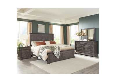 Image for Bradford Rustic Coffee Panel King Bed w/ Dresser, Mirror