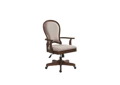 Image for Clinton Hill Classic Cherry Round Back Upholstered Desk Chair