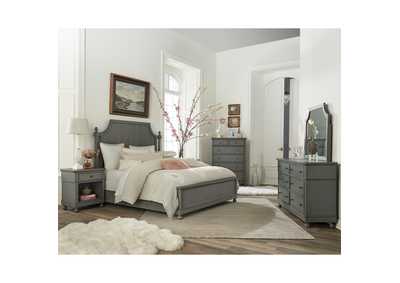 Image for Bella Grigio Chipped Gray Panel Queen Bed w/ Dresser, Mirror