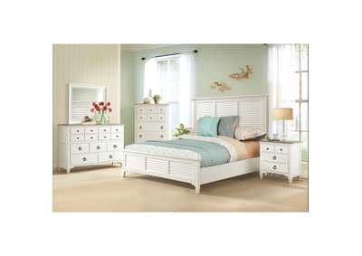 Image for Myra Paperwhite California King Louver Bed w/Dresser and Mirror