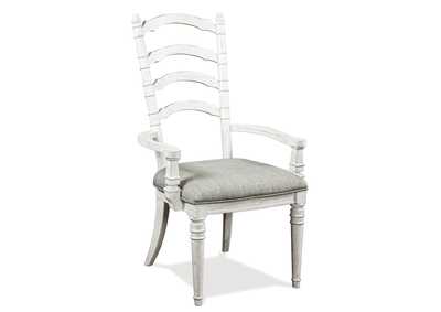 Image for Elizabeth Smokey White Upholstered Ladder-Back Arm Chair 2in [Set of 2]