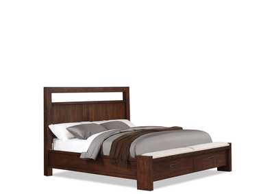 Image for Riata Warm Walnut Queen Panel Bed w/ Upholstered Bench Footboard