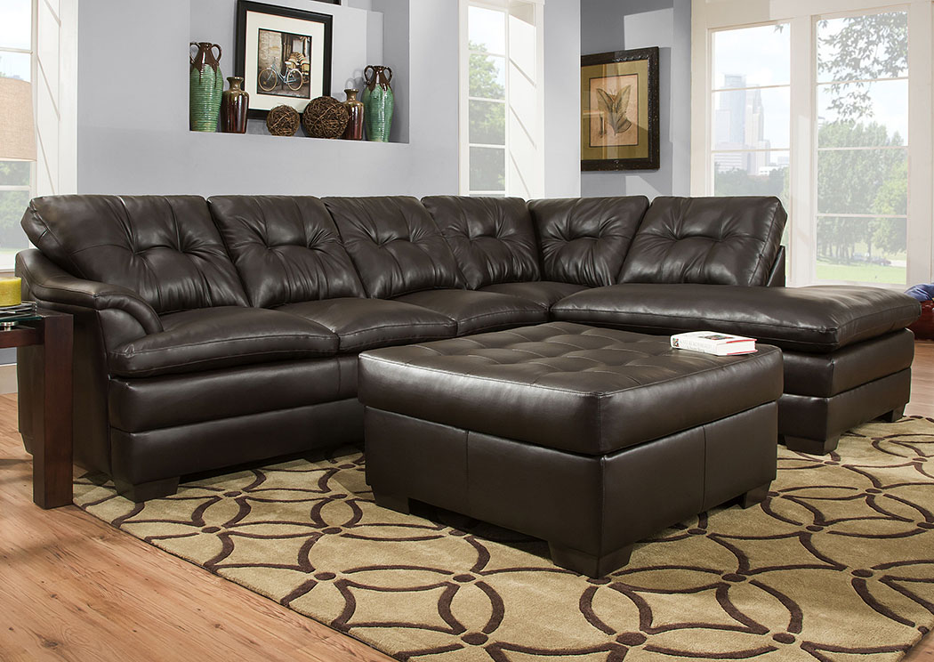 Apollo Espresso Sectional w/ Right Facing Chaise,Simmons Upholstery