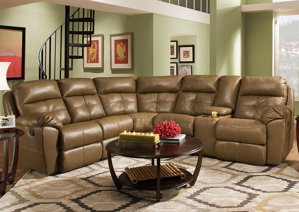 Bradford Toast Reclining Sectional w/ Console,Simmons Upholstery