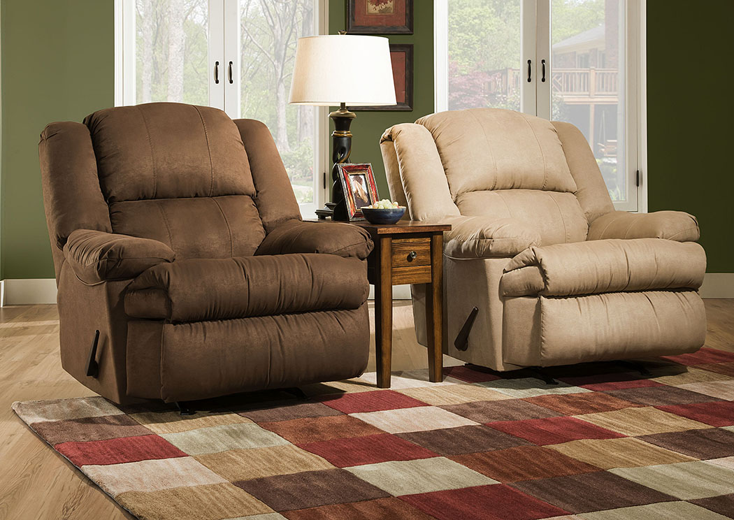 Luna Chocolate Rocker Recliner,Simmons Upholstery