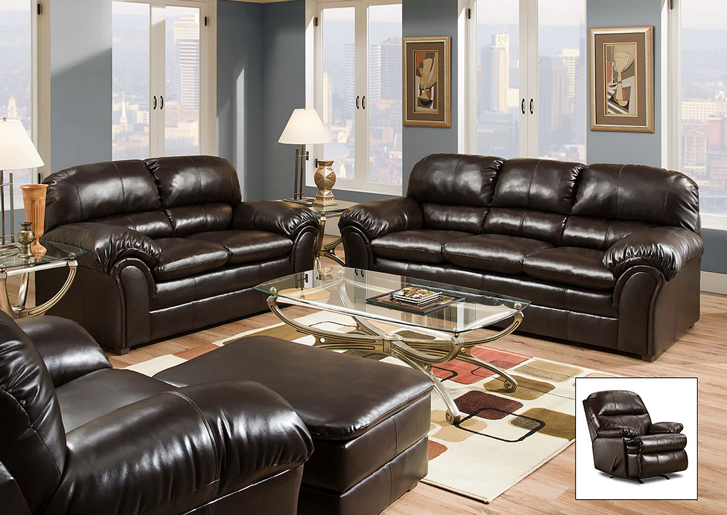 Riverside Bonded Leather Vintage Sofa,Simmons Upholstery