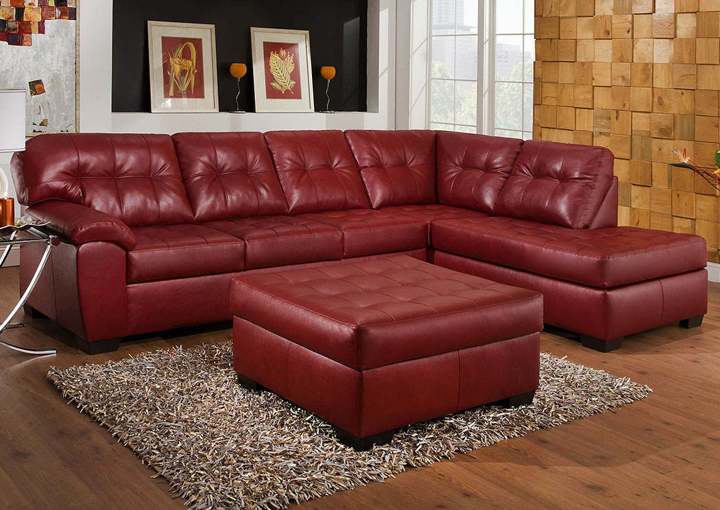 Soho Cardinal Bonded Leather Sectional w/Chaise,Simmons Upholstery