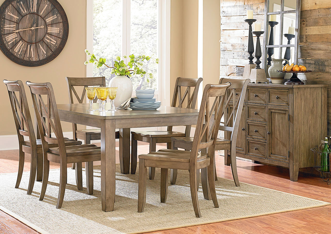 Vintage Gray Rectangular Dining Table,Standard