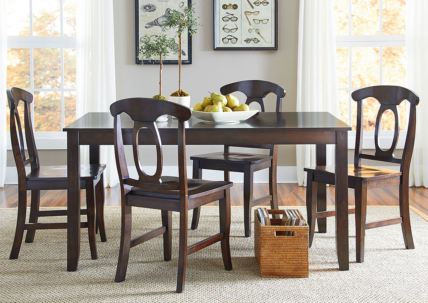 Larkin Brown Dining Table w/4 Side Chair,Standard