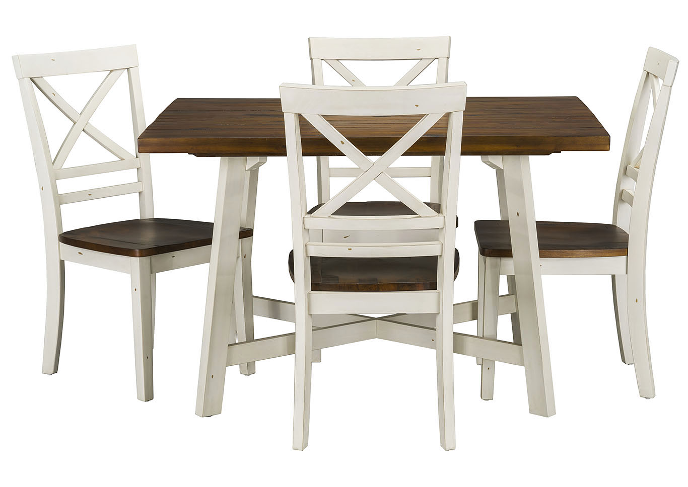 Amelia Brown/White Dining Table w/4 Side Chair,Standard