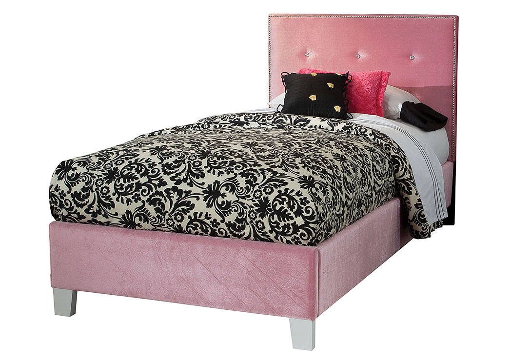 Young Parisian Pink Twin Upholstered Bed,Standard