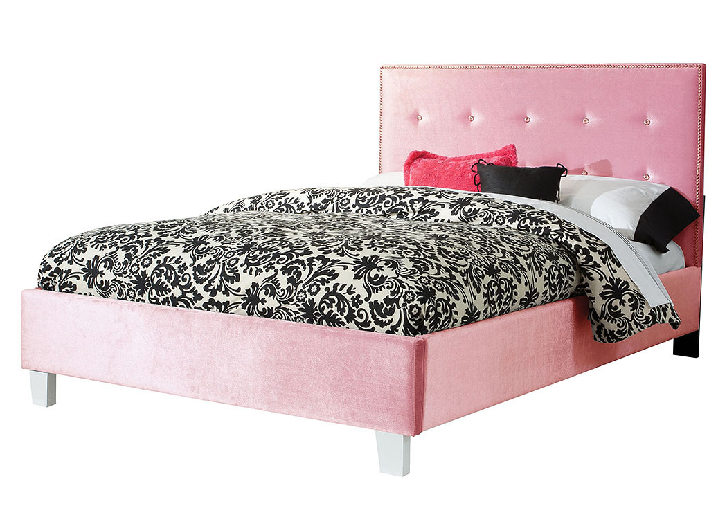 Young Parisian Pink Full Upholstered Bed,Standard