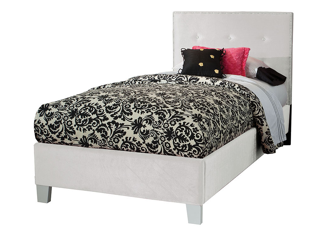 Young Parisian White Twin Upholstered Bed,Standard