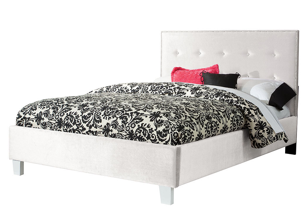 Young Parisian White Full Upholstered Bed,Standard