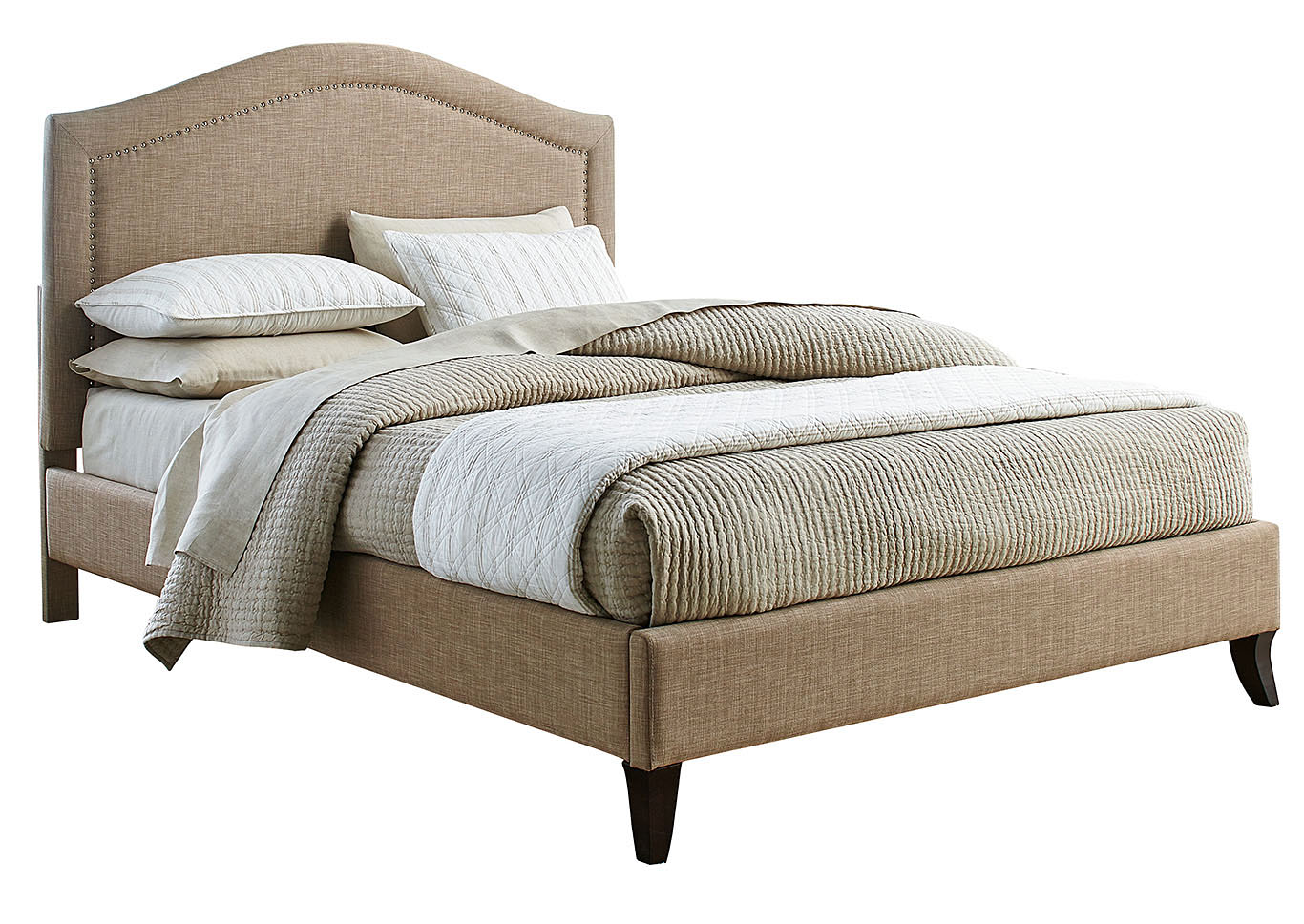 Simplicity Linen Camel Back King Bed,Standard