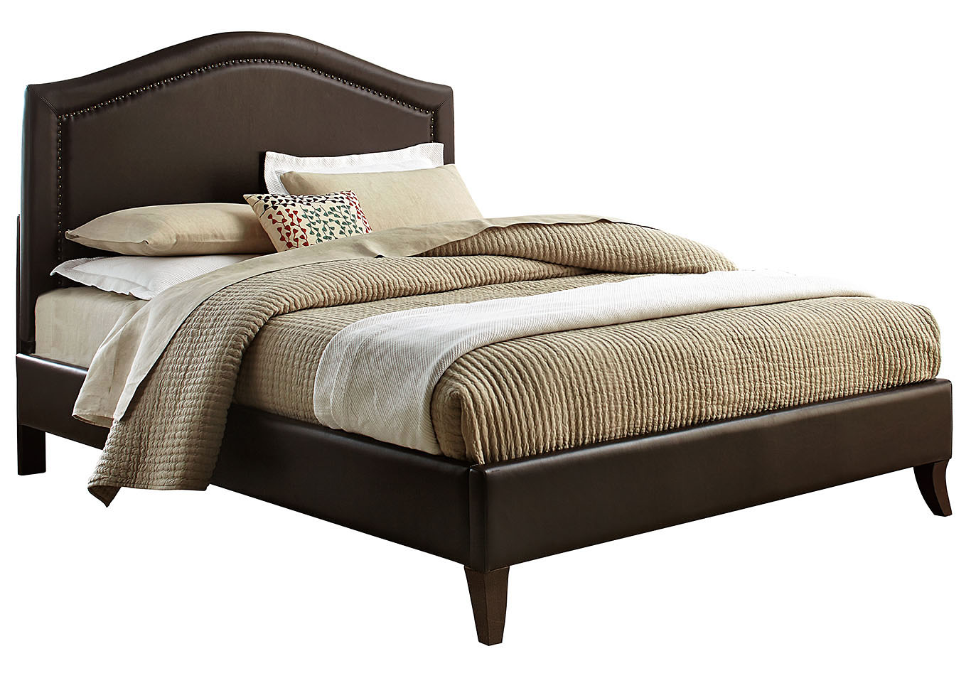 Simplicity Brown Camel Back King Bed,Standard