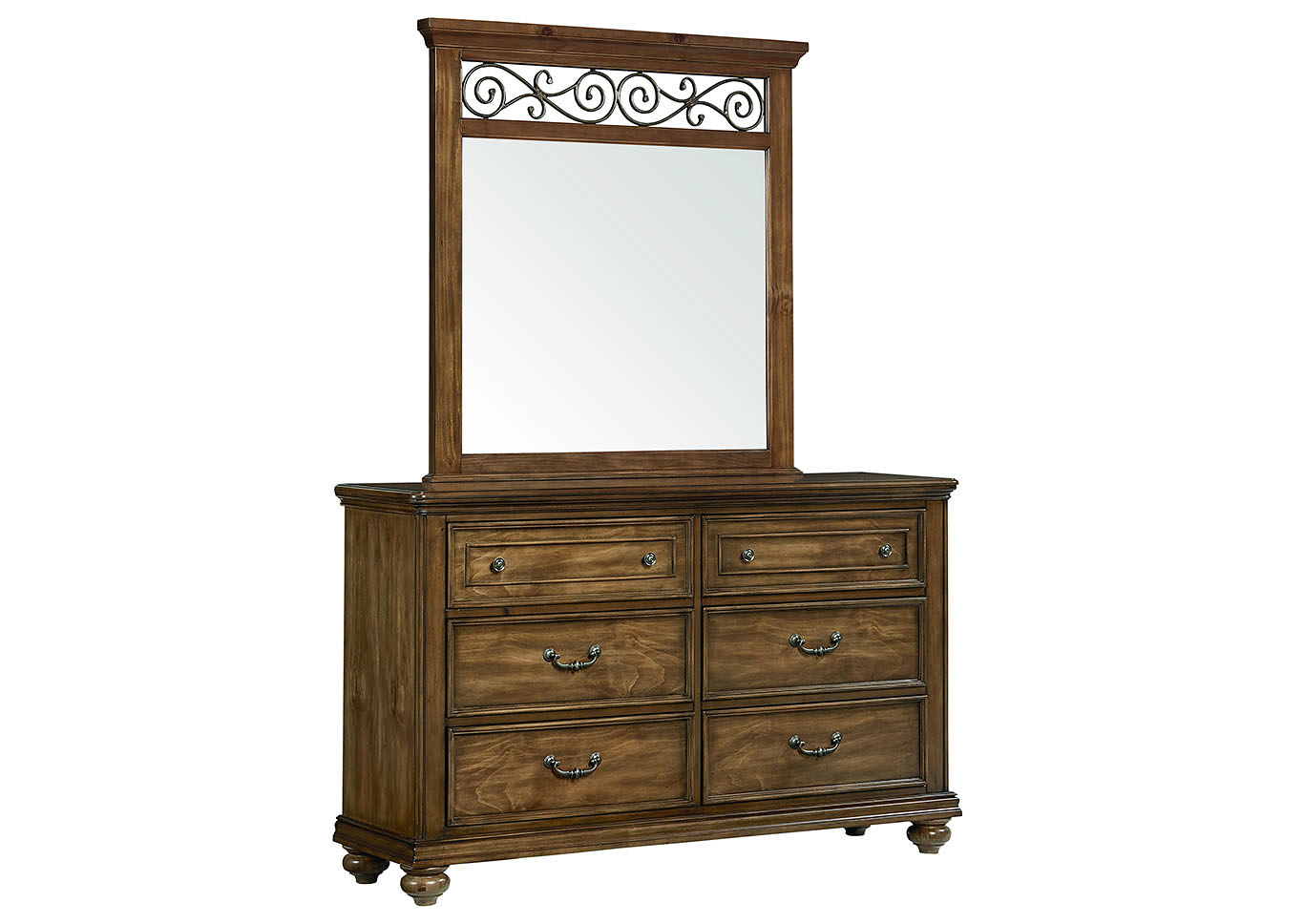 Monterey Brown Dresser and Mirror,Standard