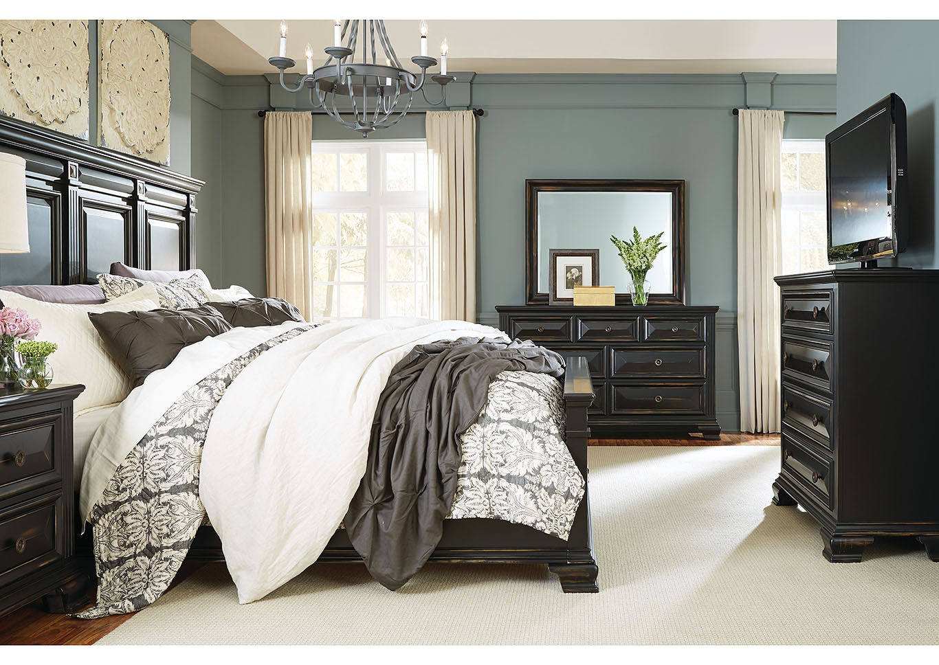 Passages Black Queen Panel Bed,Standard