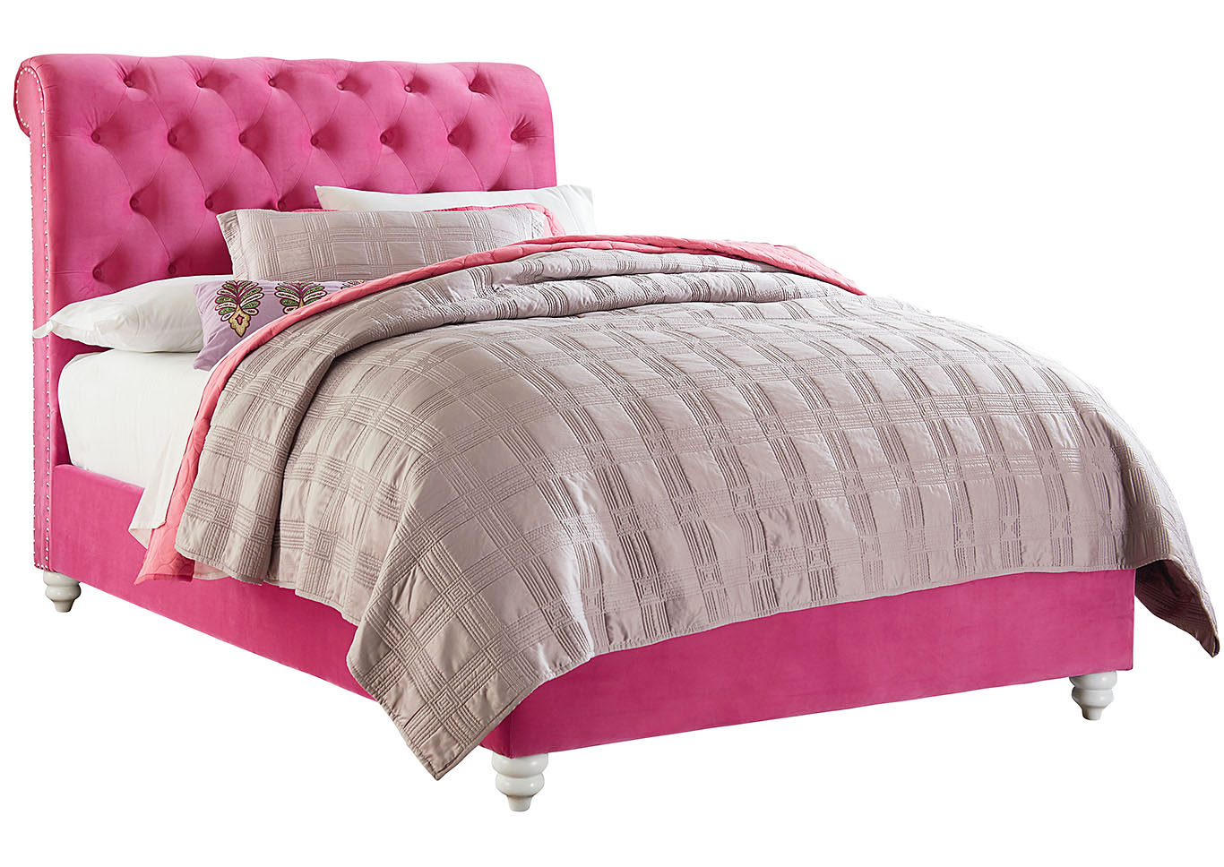 Gabby Pink Twin Upholstered Bed,Standard