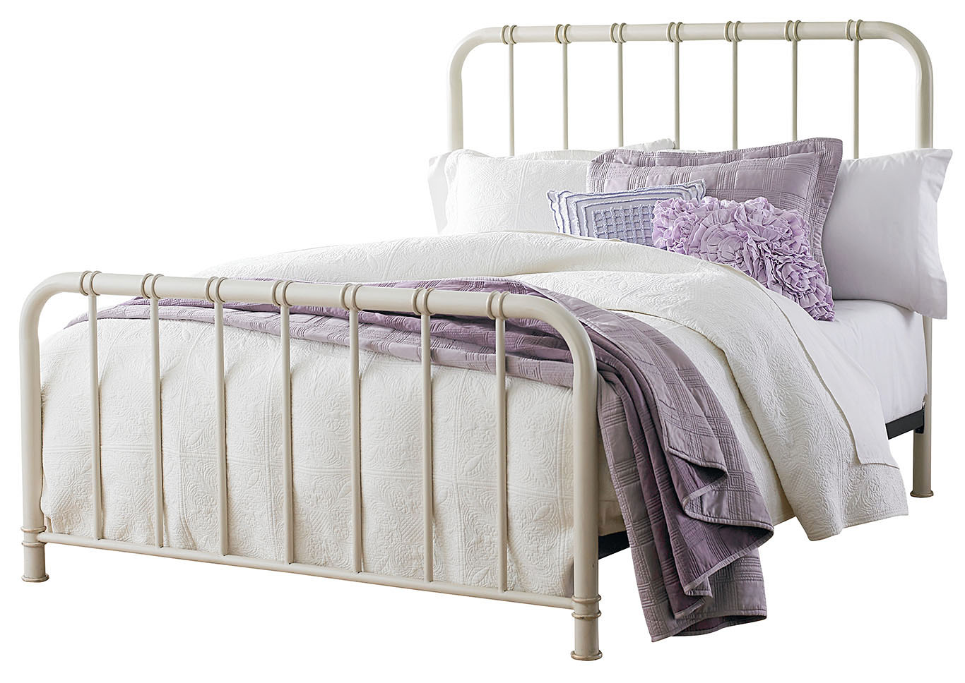 Tristen White Queen Metal Bed,Standard