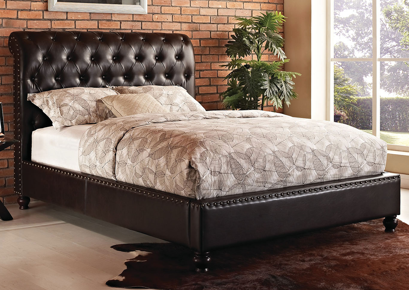 Stanton Bed-N-Box Brown Queen Upholstered Bed,Standard