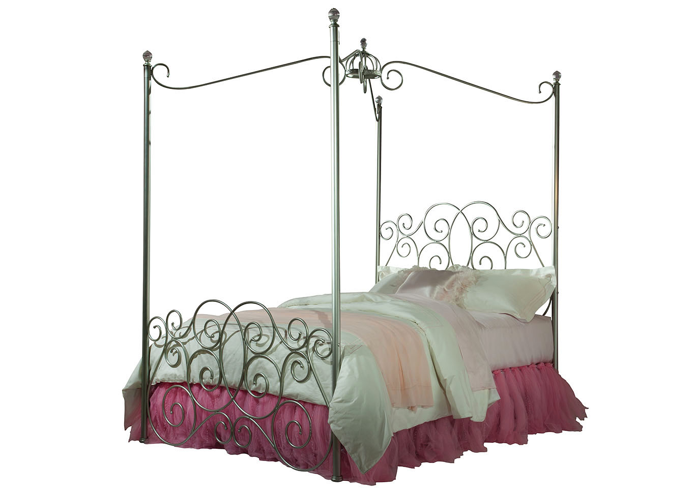 Princess Silver Twin Canopy Bed,Standard