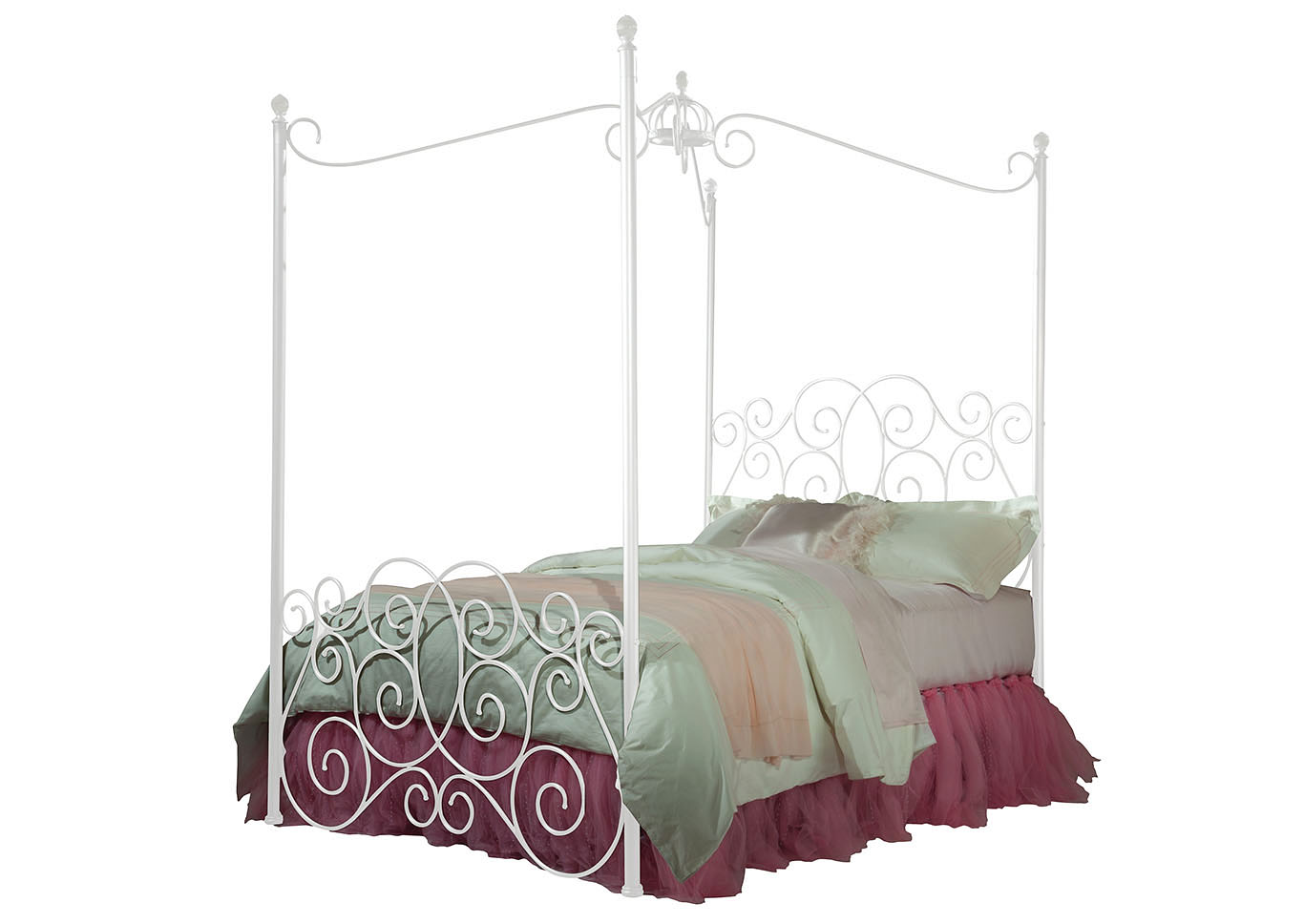 Princess White Twin Canopy Bed,Standard