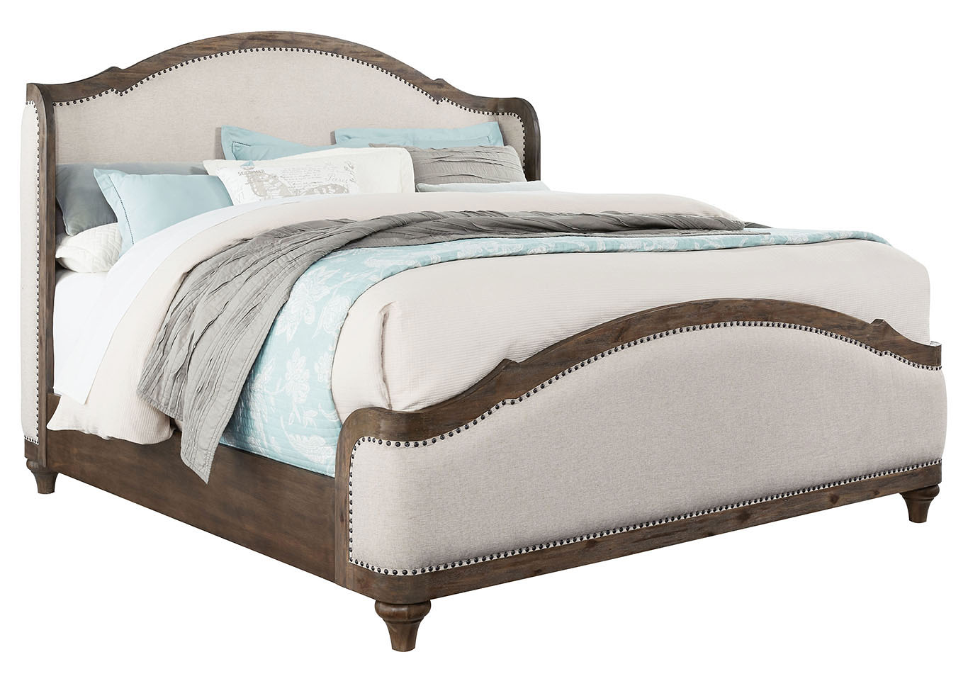 Parliament Brown/Beige Queen Upholstered Platform Bed,Standard