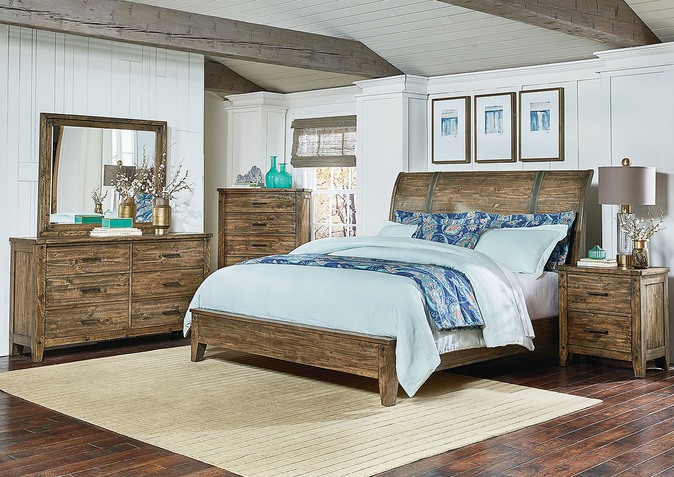 Nelson Brown Queen Sleigh Bed,Standard