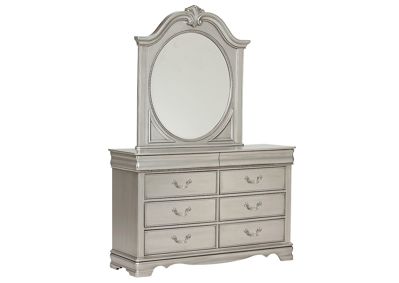 Jessica Silver Dresser and Mirror,Standard