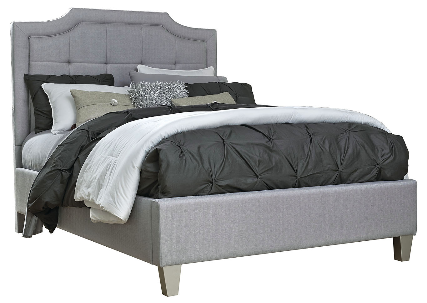 Stella Gray King Upholstered Platform Bed,Standard