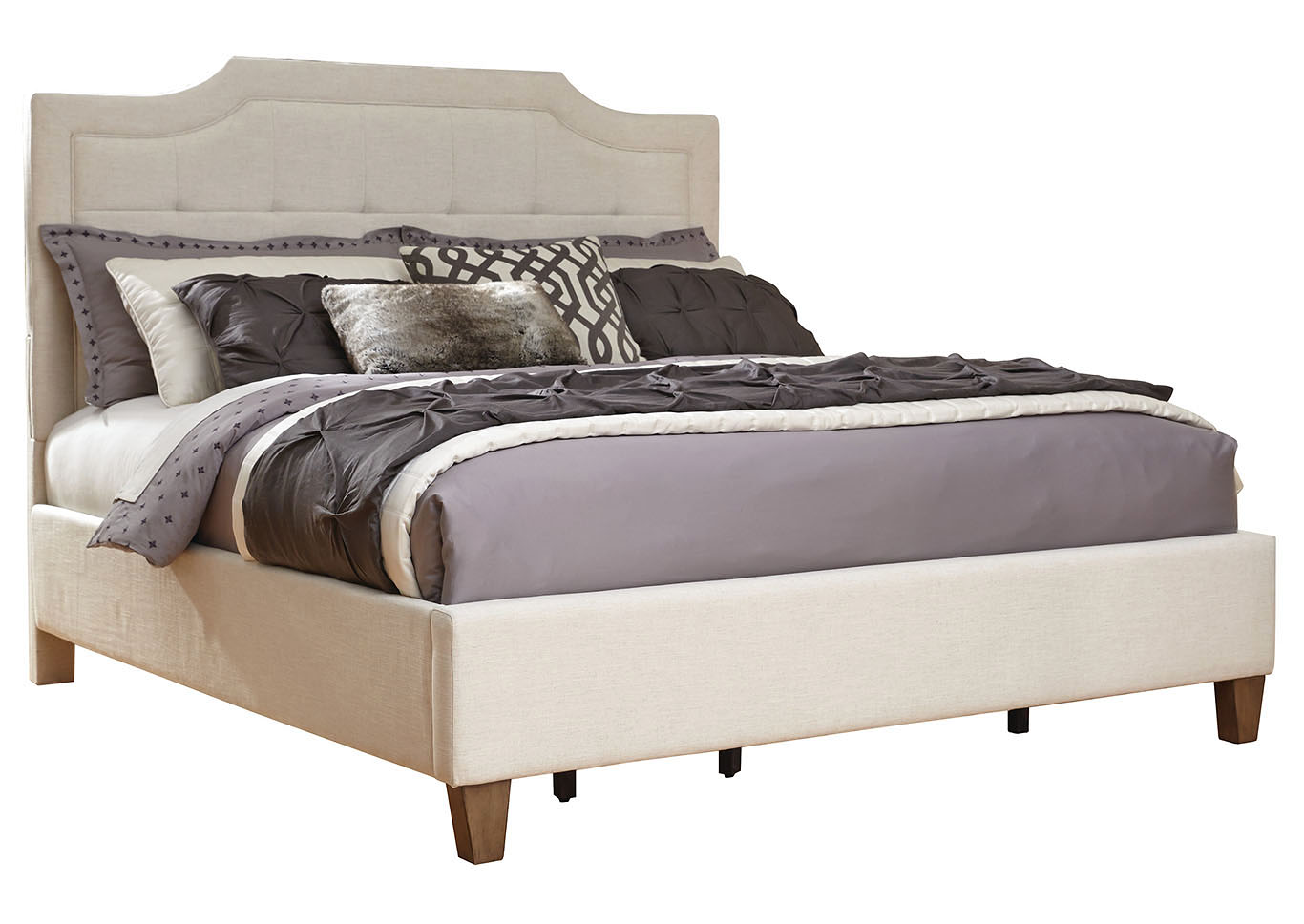 Stella Ivory King Upholstered Platform Bed,Standard