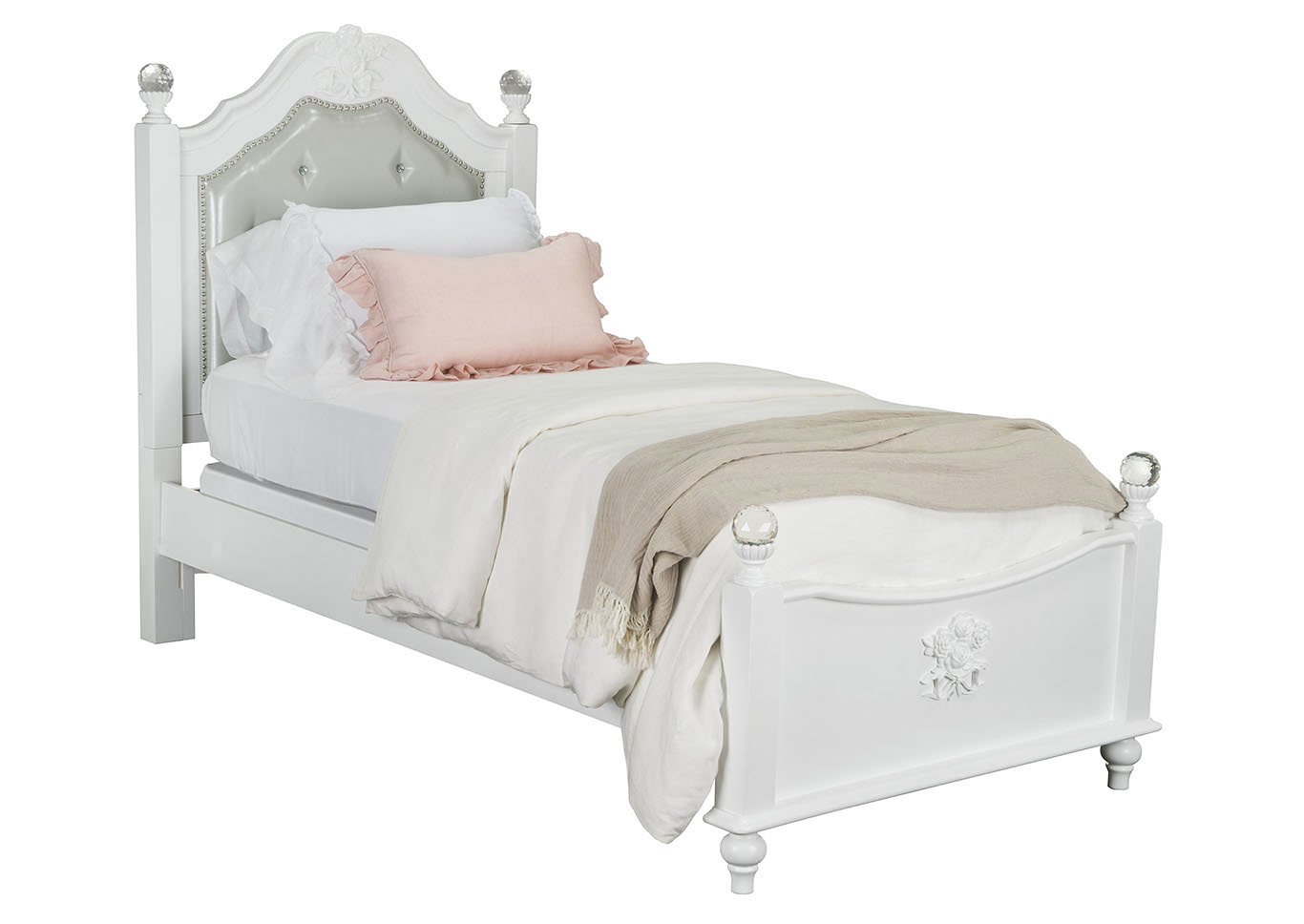 Olivia White Twin Poster Bed,Standard