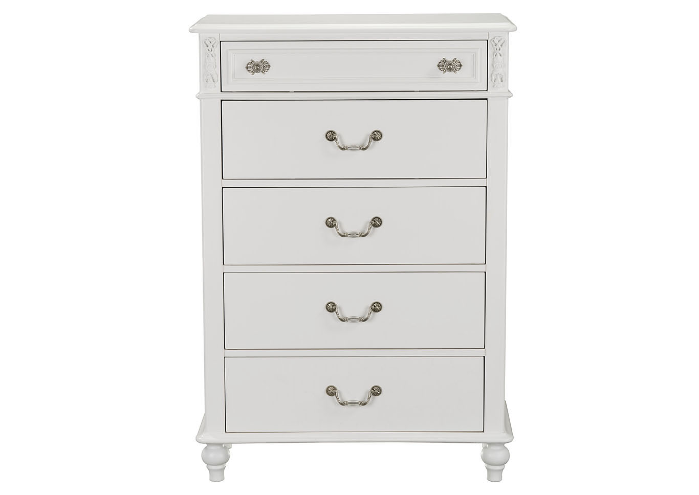 Olivia White Chest of Drawers,Standard