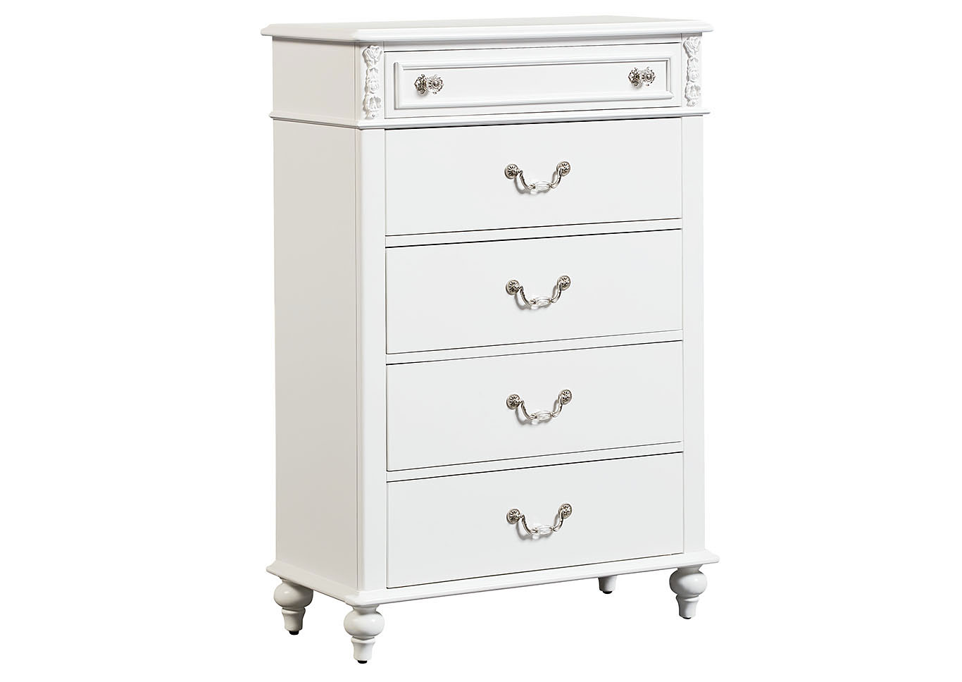 Olivia White Chest of Drawers,Standard