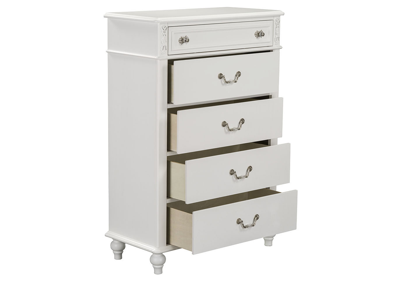 Olivia White Chest of Drawers,Standard